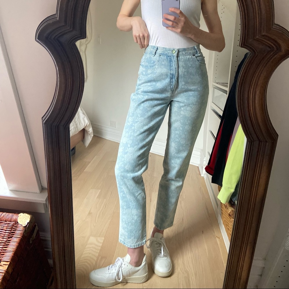 Vintage Memphis Floral Mom fit jeans